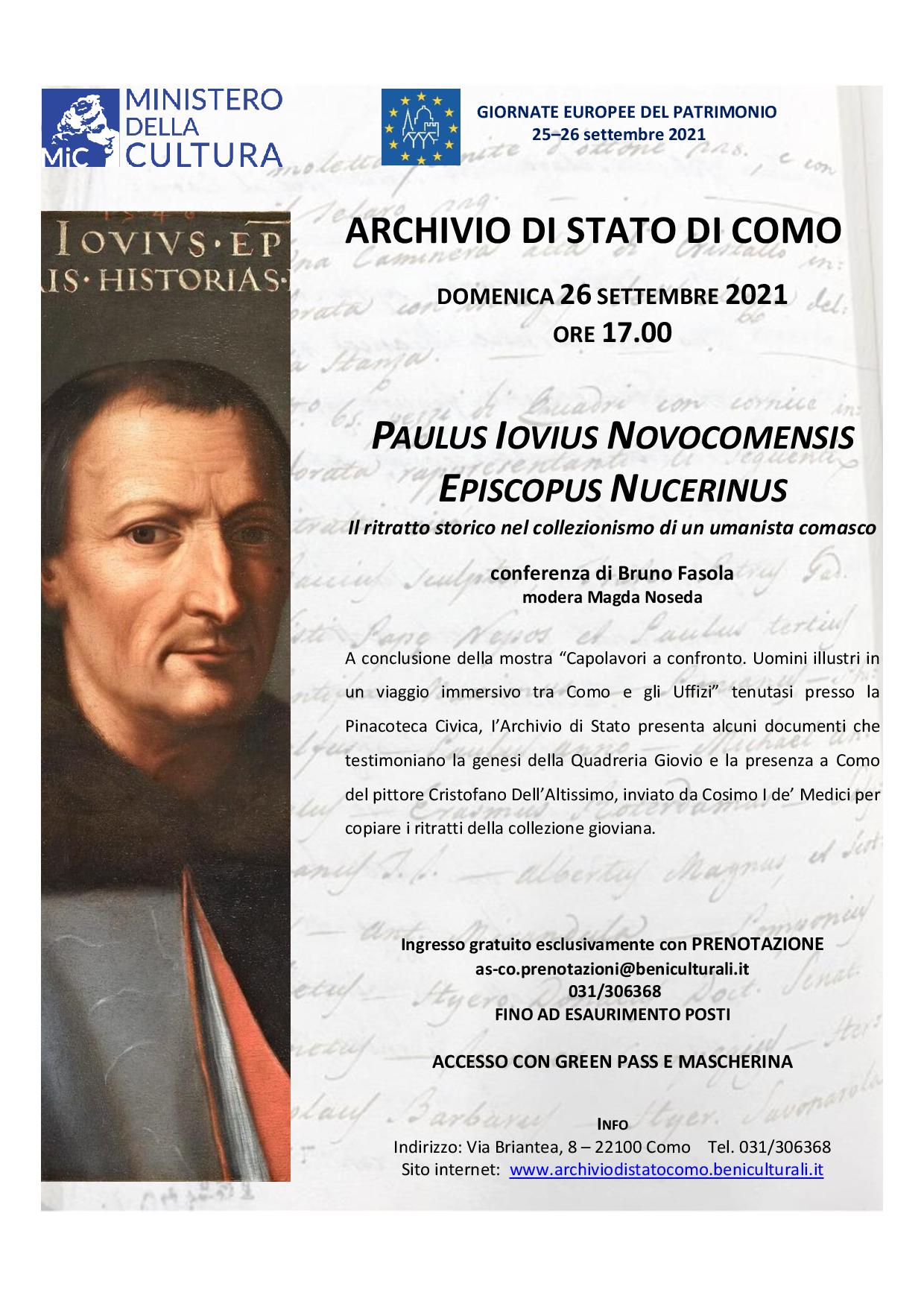 Paulus Iovius Novocomensis Episcopus Nucerinus. Il ritratto storico nel collezionismo di un umanista comasco.